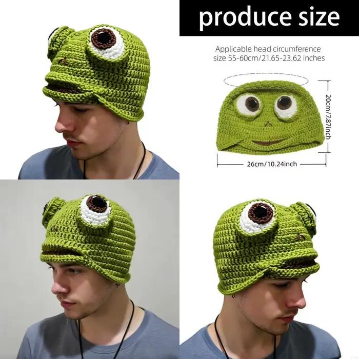 Casquette Costume vert, chapeau en acrylique Crochet pour tenues théâtre, looks fête accessoires