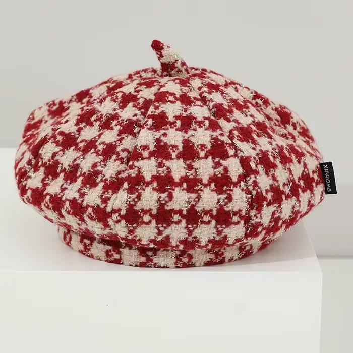 Bérets Pied-de-Poule Vintage pour Enfant Fille et Garçon, Chapeau Carillon Doux, à la Mode, pour Aut