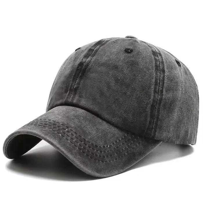Casquette de baseball en jean délavé pour homme et femme, style vintage hip-hop, couleur unie, pour