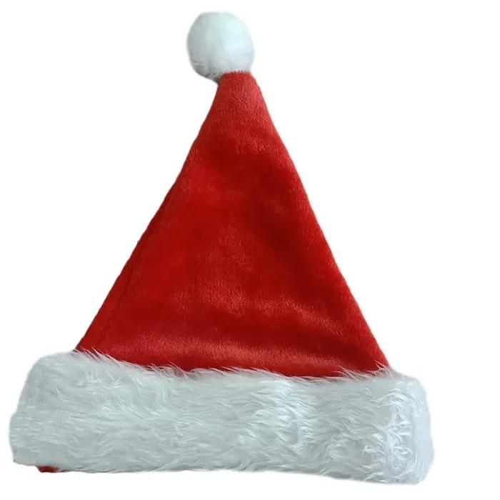 Chapeaux de Père Noël pour adultes et enfants, garniture en peluche à fourrure, patchwork, bonnets d