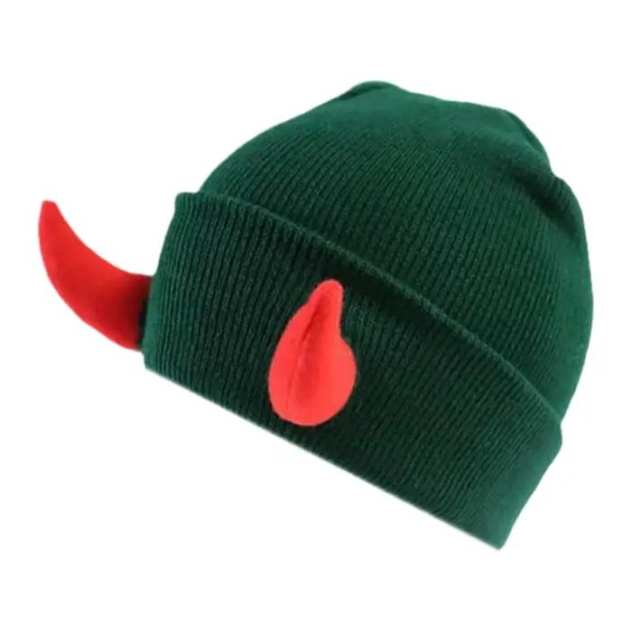 Bonnet d'Halloween en corne maléfique pour l'hiver, chapeau chaud, nouveauté pour femmes et hommes,