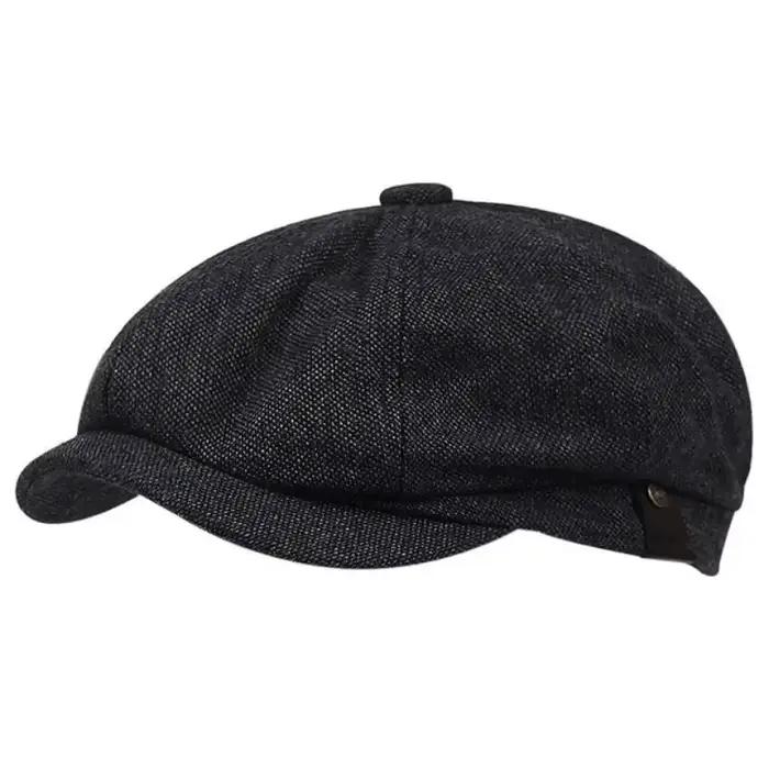 Béret Vintage d'automne pour hommes, chapeau octogonal de rue à chevrons rayé décontracté, adapté à