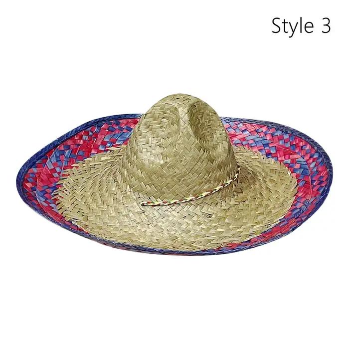 Chapeau Sombrero mexicain en paille tissé à large bord, chapeau de soleil de plage, Costume mexicain