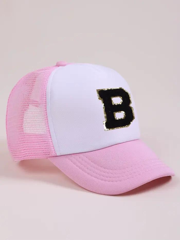 1 chapeau rose avec motif de 26 lettres, casquette pour enfants pour garçons et filles, casquette de
