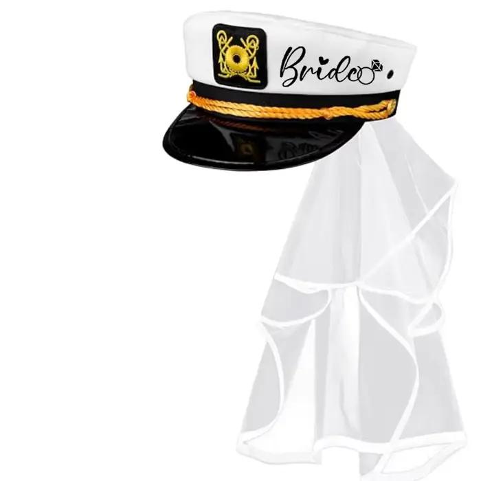Chapeaux de capitaine nautique avec voile pour marié et mariée, Yacht à sauter personnalisé, marin,