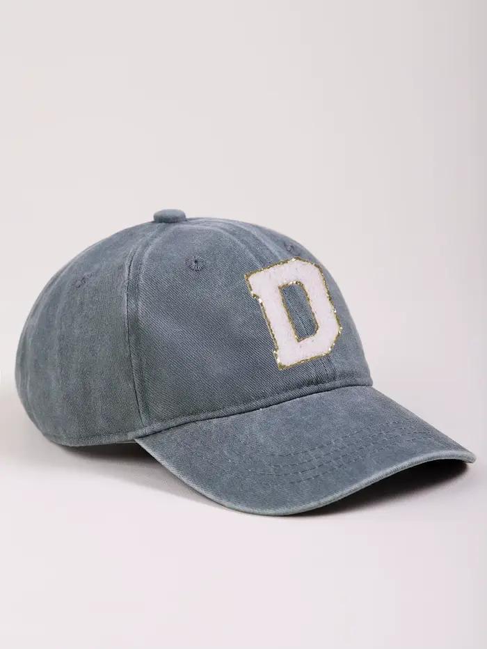 Casquette de baseball grise pour enfants, avec 26 lettres, casquette de baseball lavée pour bébés ga
