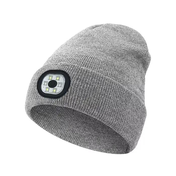 Casquette tricotée musicale à LED Bluetooth pour course nocturne, marathon, pêche nocturne, avec lum