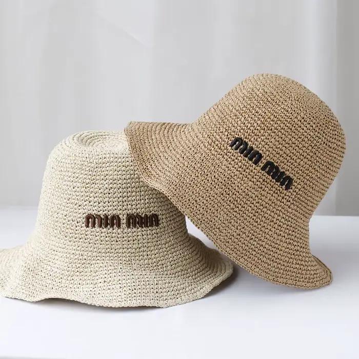 Nouvelles femmes Chapeau de soleil large bord chapeaux de plage femmes été Chapeau de paille pliable