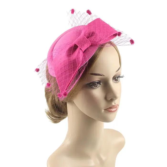 Chapeau fascinateur en maille avec nœud Vintage, avec Clip, couvre-chef pour fête de thé de mariage