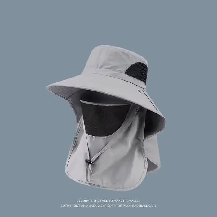 Nouveau Chapeau Pare-Soleil à Grande Visière avec Masque Intégré pour la Pêche, le Travail en Extéri