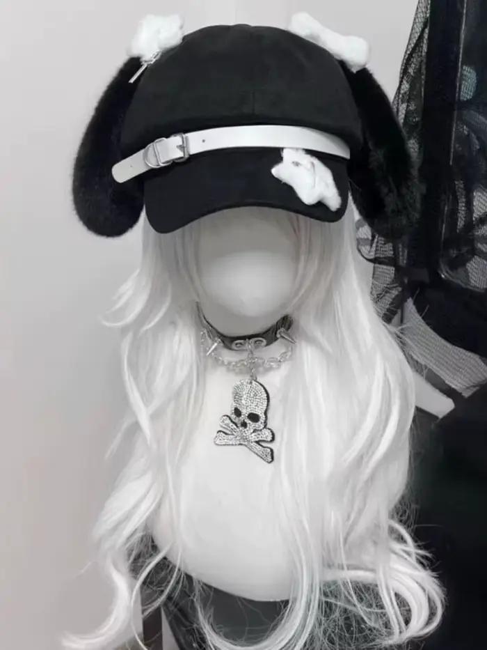 Femmes Lolita Y2K gothique Harajuku épicé filles mignon Dag oreilles chapeaux japonais étoile ceintu