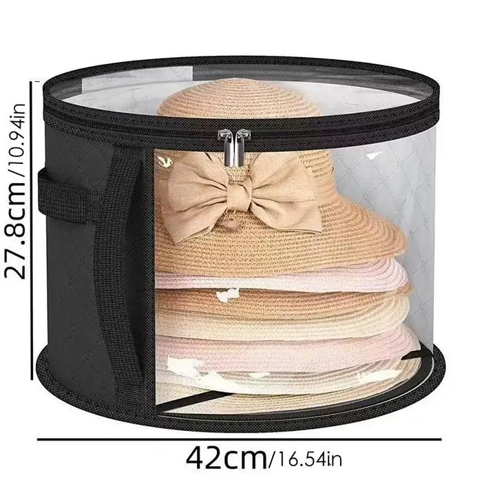 Grande boîte de rangement pliable pour chapeaux, sac de rangement transparent anti-poussière pour ch