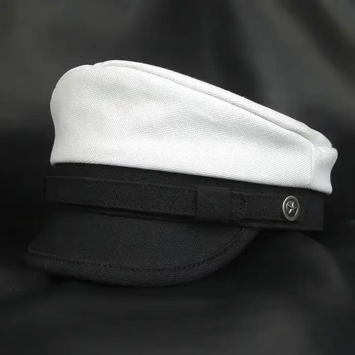 Casquette de marin marine pour femme, casquettes de l'armée militaire, chapeaux de moto à dessus pla