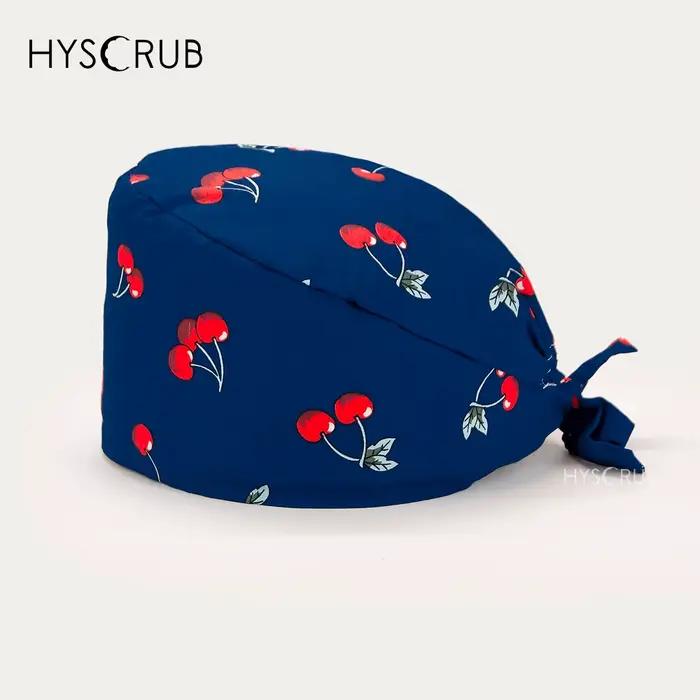 Casquette de travail professionnelle bleu marine à imprimé fruits, respirante, pour le personnel méd