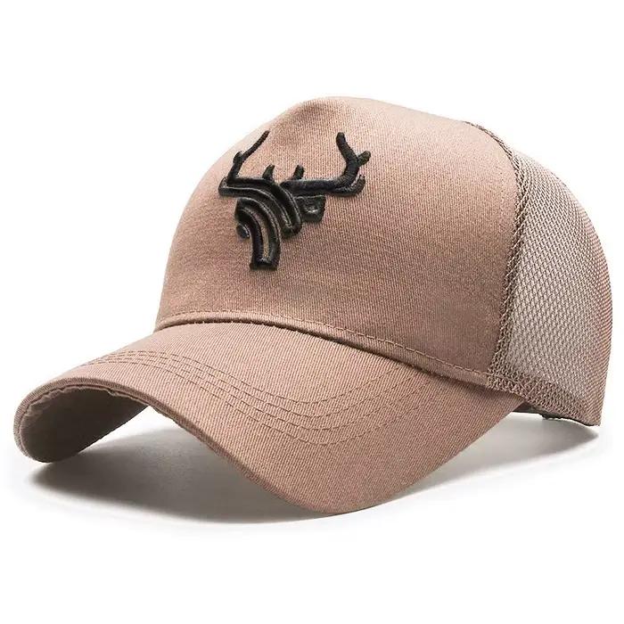 Casquette de baseball montante à cinq panneaux en maille, brodée de cornes de cerf, pour homme, resp