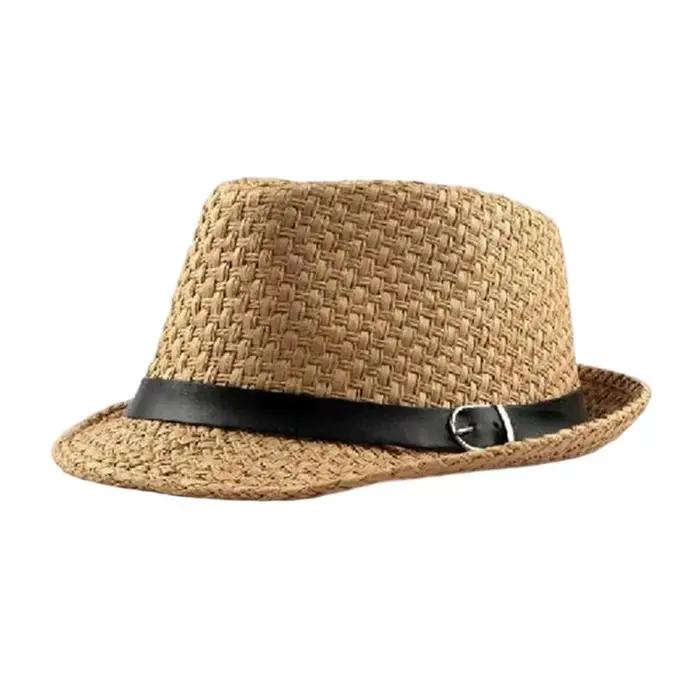 Chapeau de jazz respirant avec protection solaire, chapeau de plage d'été avec ceinture décorative,