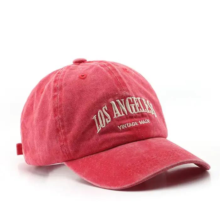Casquettes de baseball américaines rétro à large bord pour hommes et femmes, chapeaux lavés, casquet