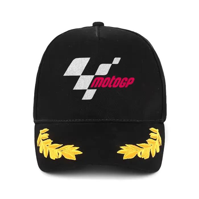 Casquette de baseball avec logo MOTOGP Racing et broderie de laurier jaune, casquette noire à fermet