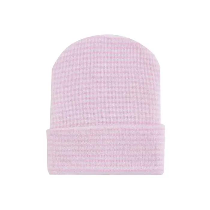 Mignon nouveau-né bébé chapeau infantile fille garçon confortable rayé hôpital casquette hiver chaud