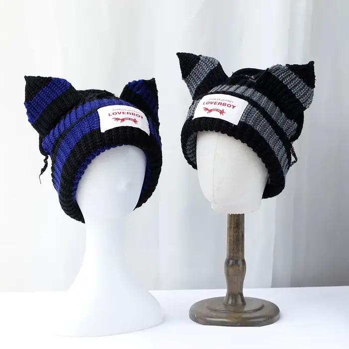 Chapeau à capuche en laine double couche pour garçon, bonnet froid, design de niche, oreille de rena