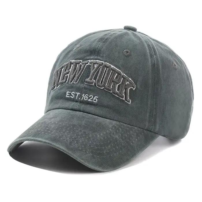 Casquette en coton délavé New York 2026 pour hommes et femmes, casquettes snapback, casquettes de ba