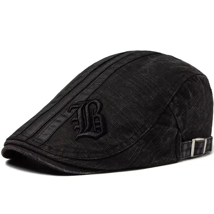 CNTANG nouveaux hommes béret mode broderie casquette plate visière d'été pour homme mode Vintage cot