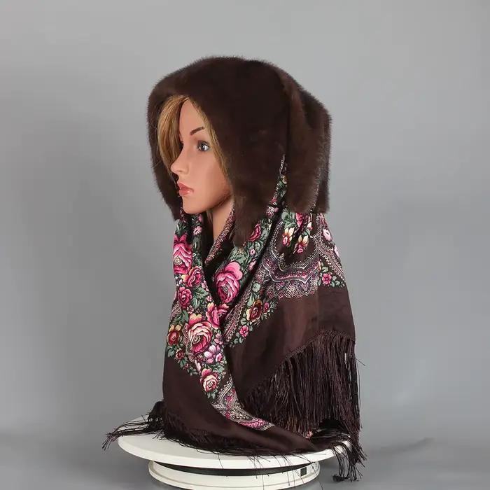 Faux vison fourrure capuche chapeau pour femmes hiver chaud luxe pleine peau fausse fourrure de viso