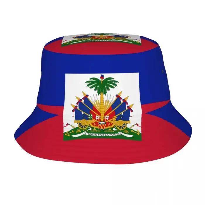 Casquette de pêcheur drapeau Haïti Hip Hop Gorras été unisexe impression seau chapeau jardinage en p