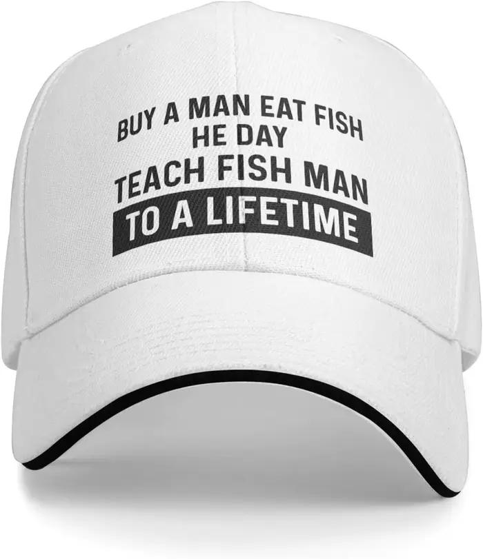 Chapeau drôle acheter un homme manger du poisson He Day Enseigner l'homme à une vie pour les femmes