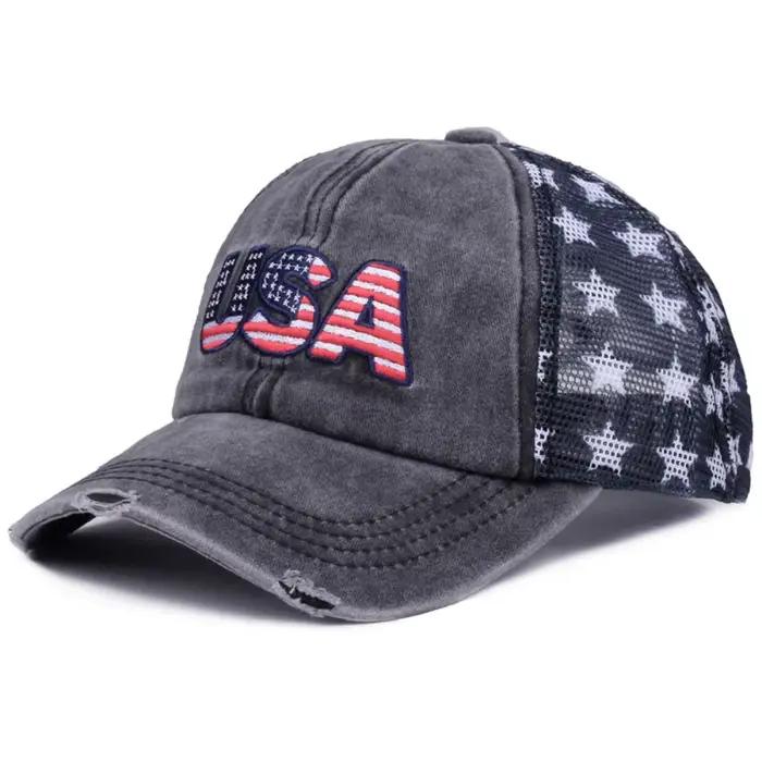Élément d'effigie de drapeau américain patriotique, USA, broderie en relief, chapeau de baseball à m