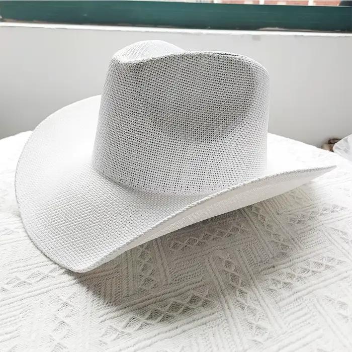 Chapeau de cowboy d'été bleu lac, chapeau de paille Cirboy unisexe rétro et élégant, chapeau Cirboy