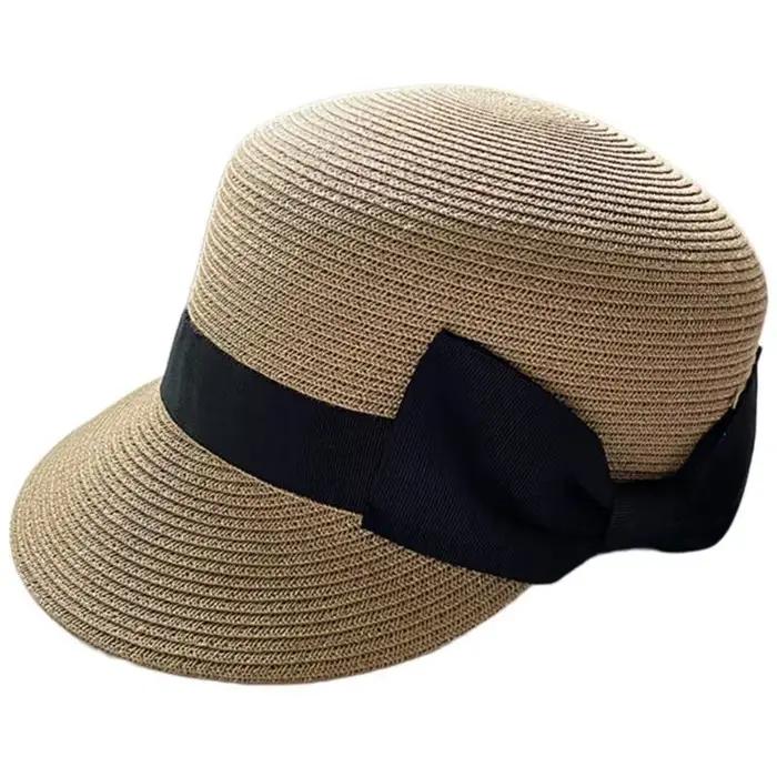 Chapeau paille occidental 39BD, chapeau soleil respirant tissé à main, chapeau britannique élégant,