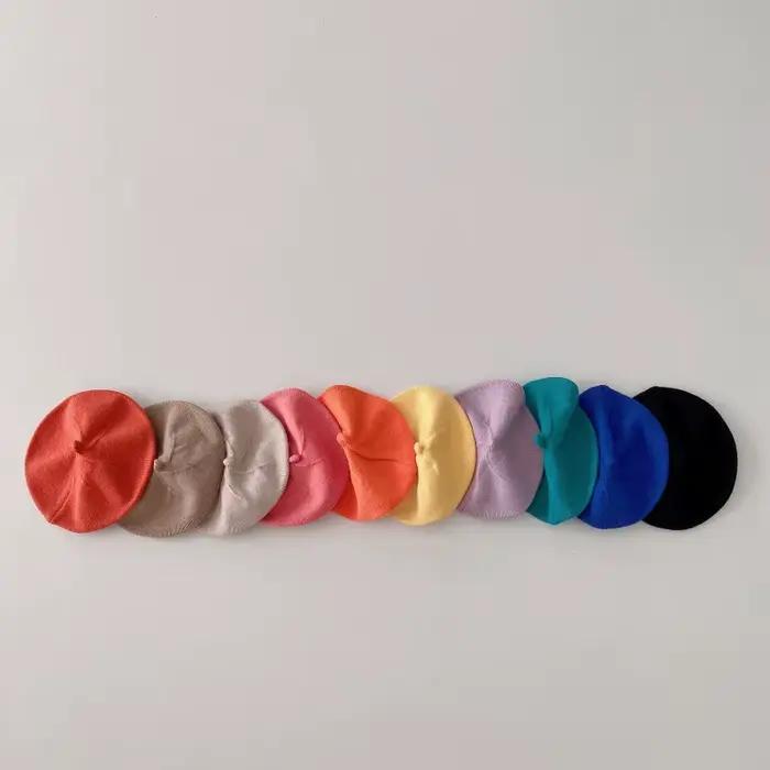 Béret pour enfants, chapeau élégant, Version coréenne, garçons et filles, couleur bonbon, tricoté, m