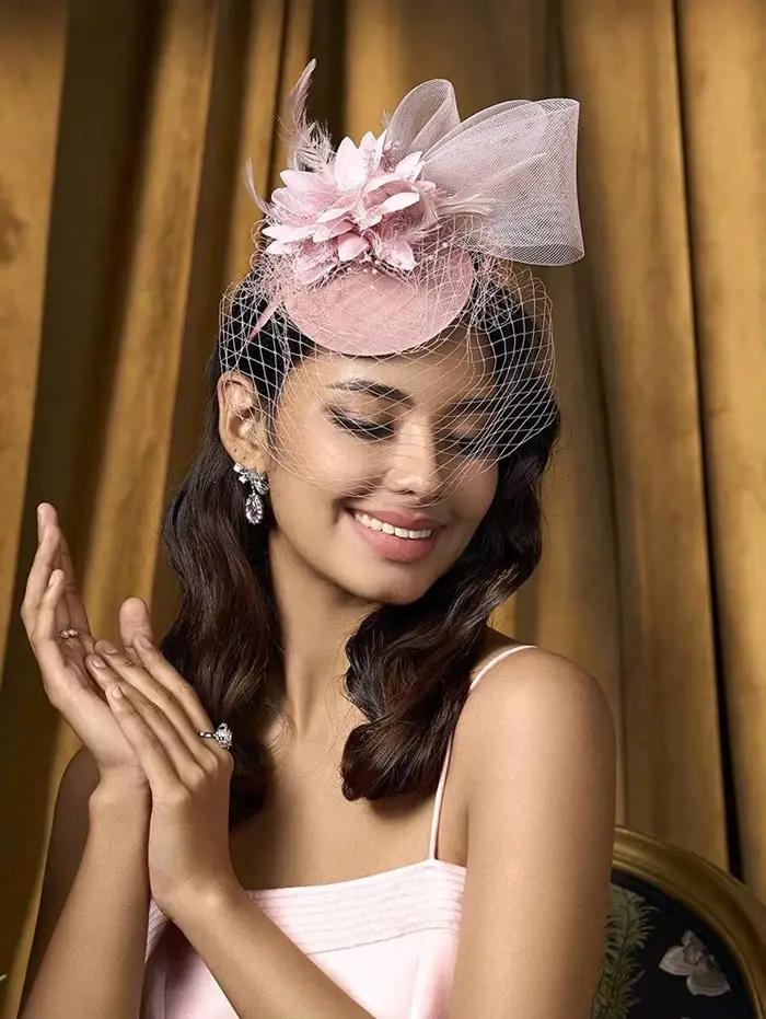 Chapeau de mariée à plumes, fascinateur pour femmes, pour mariages, théières, élégant voile à plumes