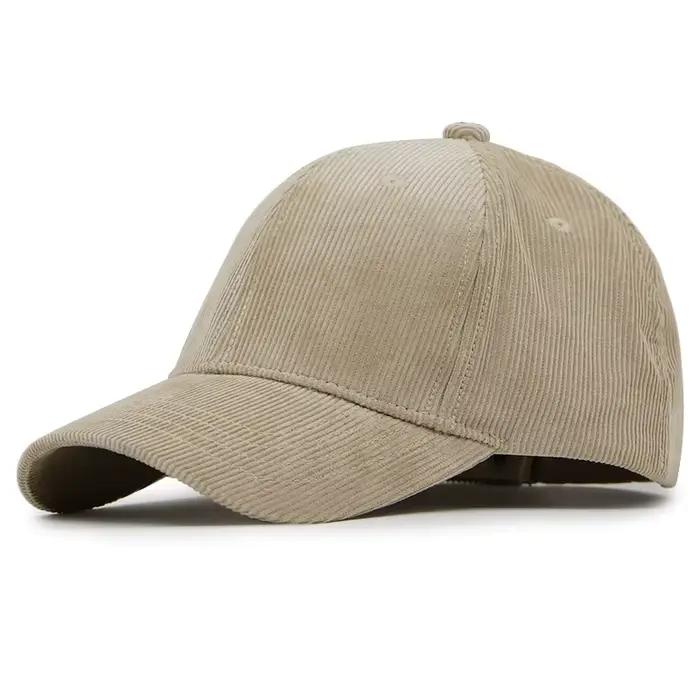 Casquette en velours côtelé pour homme à grande circonférence de tête, casquette de baseball unie à