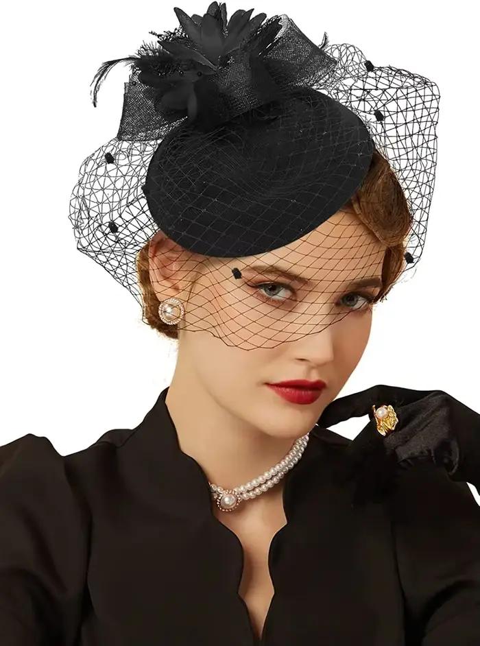 2025 femmes Fascinator chapeaux 20s 50s Vintage pilulier chapeau Kentucky Derby Fascinators fleur vo