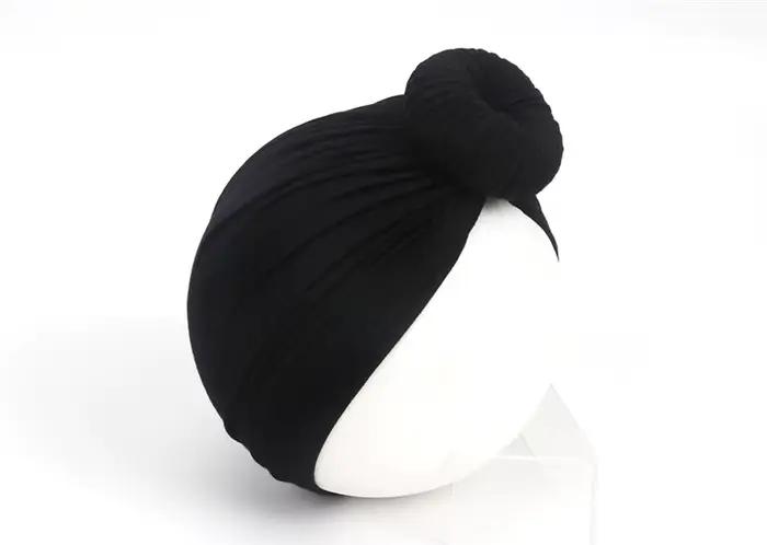 Bonnet unisexe pour bébé, chapeau à haute élasticité, couleur unie, nœud papillon, Turban doux, band