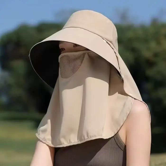Chapeau de pêcheur léger à large bord avec visière, protection solaire intégrale du visage, idéal po
