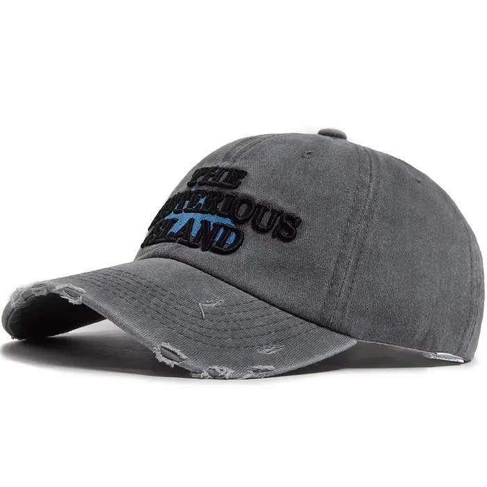 Casquette de baseball The Mysterious Island Letter pour hommes, en coton lavé, style vintage, avec v