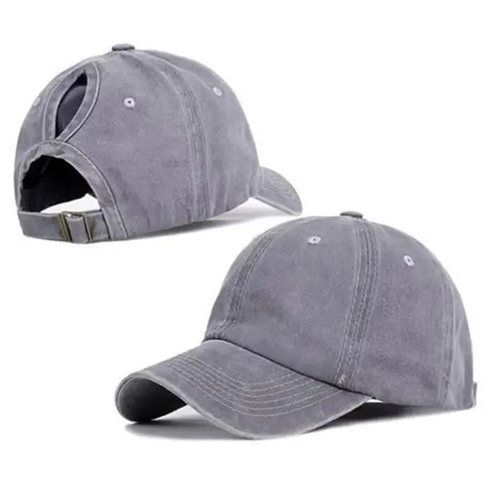 Casquette de Baseball queue de cheval Vintage pour femmes et filles, 1 pièce, couleur Pure, coton do