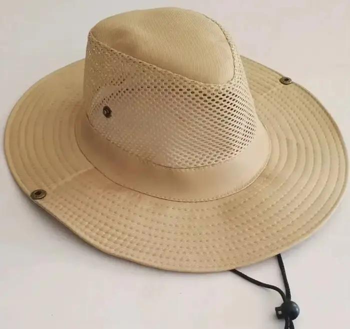 Chapeau de soleil d'extérieur pour hommes, casquette de chevalier, large paille, plage, été, automne