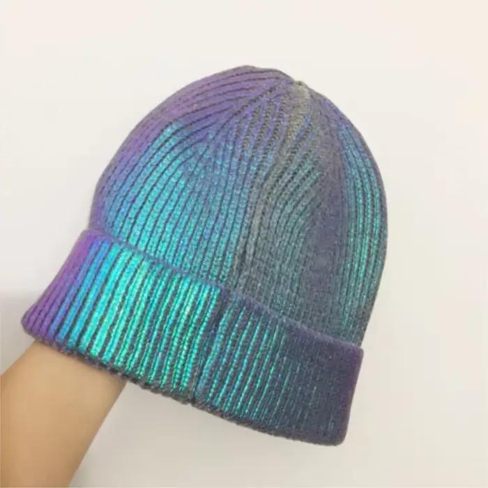 Casquette de festival musical avec hologramme laser, chapeau chic scintillant, style hip-hop, cool,