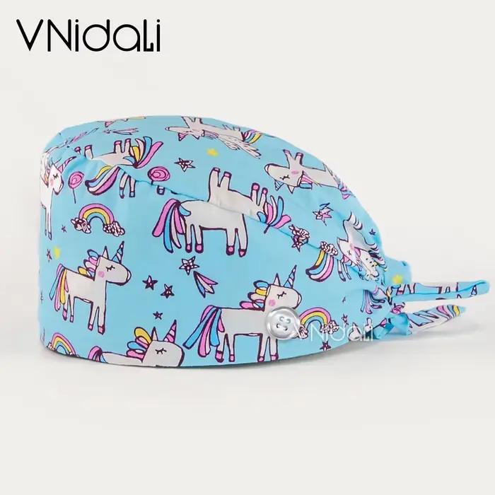 Prix de gros rose mignon petite licorne imprimé gommage casquette 17 couleurs soins infirmiers lieu