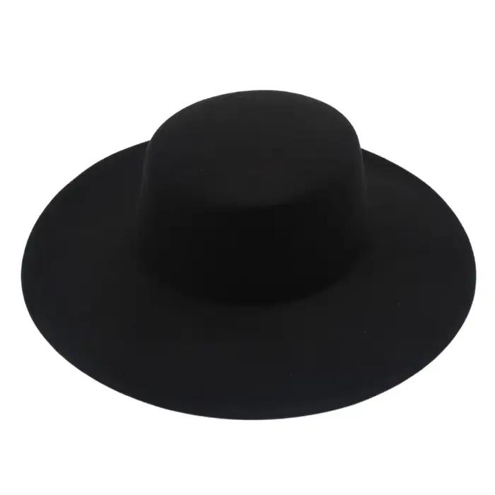 Chapeau haut de forme français pour femme, chapeau en feutre de canotier à grand bord, chapeaux Fedo