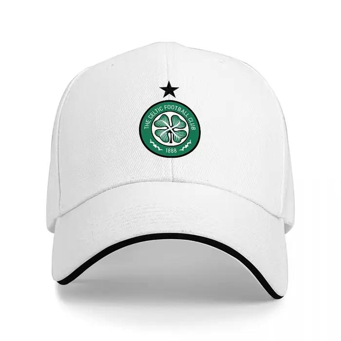 Casquette de baseball avec logo du Celtic Football Club, noire avec emblème vert et bordure blanche,