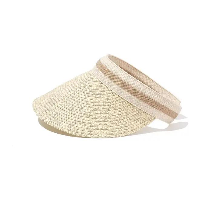Chapeau de soleil en paille pour femmes, haut vide d'été, casquette Panama à large bord, Protection