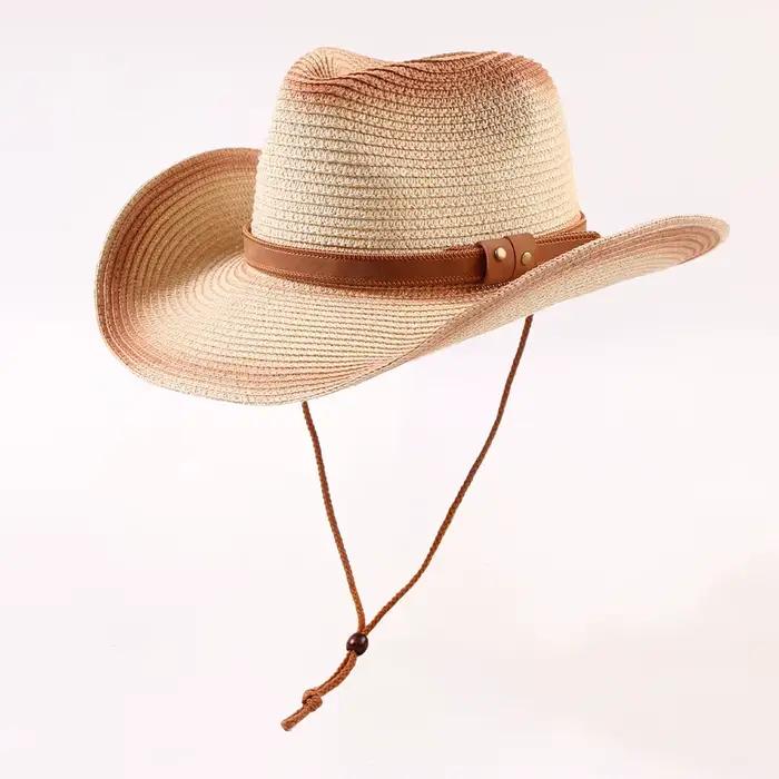 Casquettes de plage à la mode pour femmes et hommes, chapeau d'été en paille à large bord, casquette