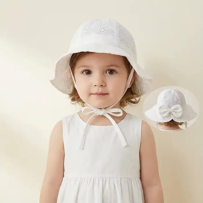 Chapeau de princesse pour bébé fille, chapeau seau en coton avec nœud pour enfants, accessoires pour