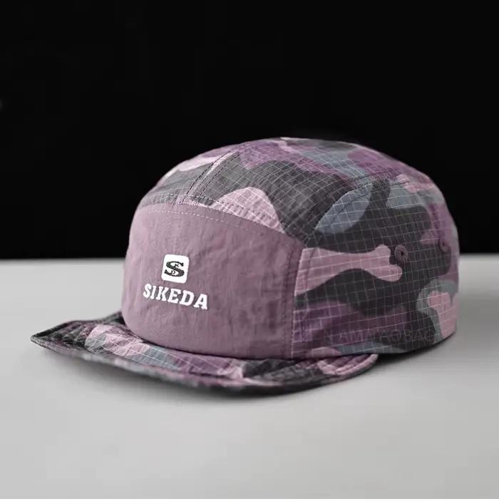 Chapeau de Baseball de Camouflage à bords plats à carreaux à 5 panneaux pour hommes et femmes, tenda