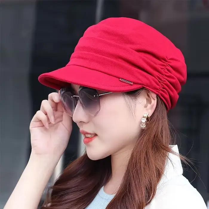 Casquette à visière plissée de Style coréen pour femmes, chapeau réglable, à la mode, à bord court,